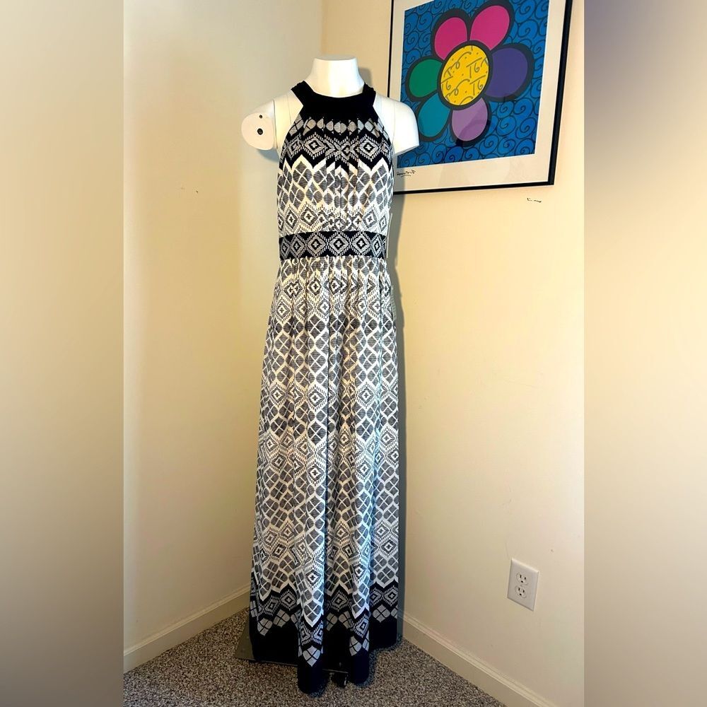 Eliza J womens Geometric Halter Neck Maxi Dress Size 8